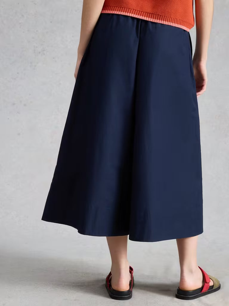 White Stuff Lauryn Poplin Wide Leg Crop Trouser  446152  Dark Navy