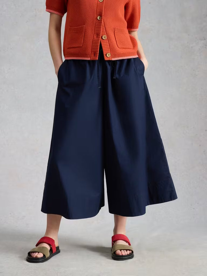 White Stuff Lauryn Poplin Wide Leg Crop Trouser  446152  Dark Navy