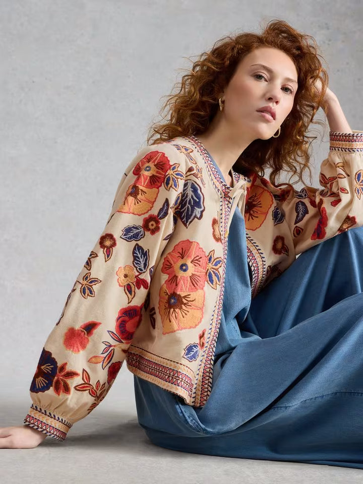 White Stuff Jolie Embroidered Jacket  446233  Ivory Mulit