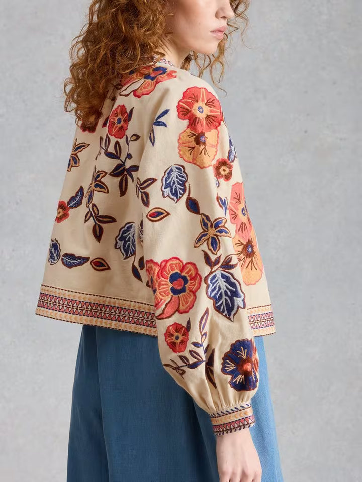White Stuff Jolie Embroidered Jacket  446233  Ivory Mulit