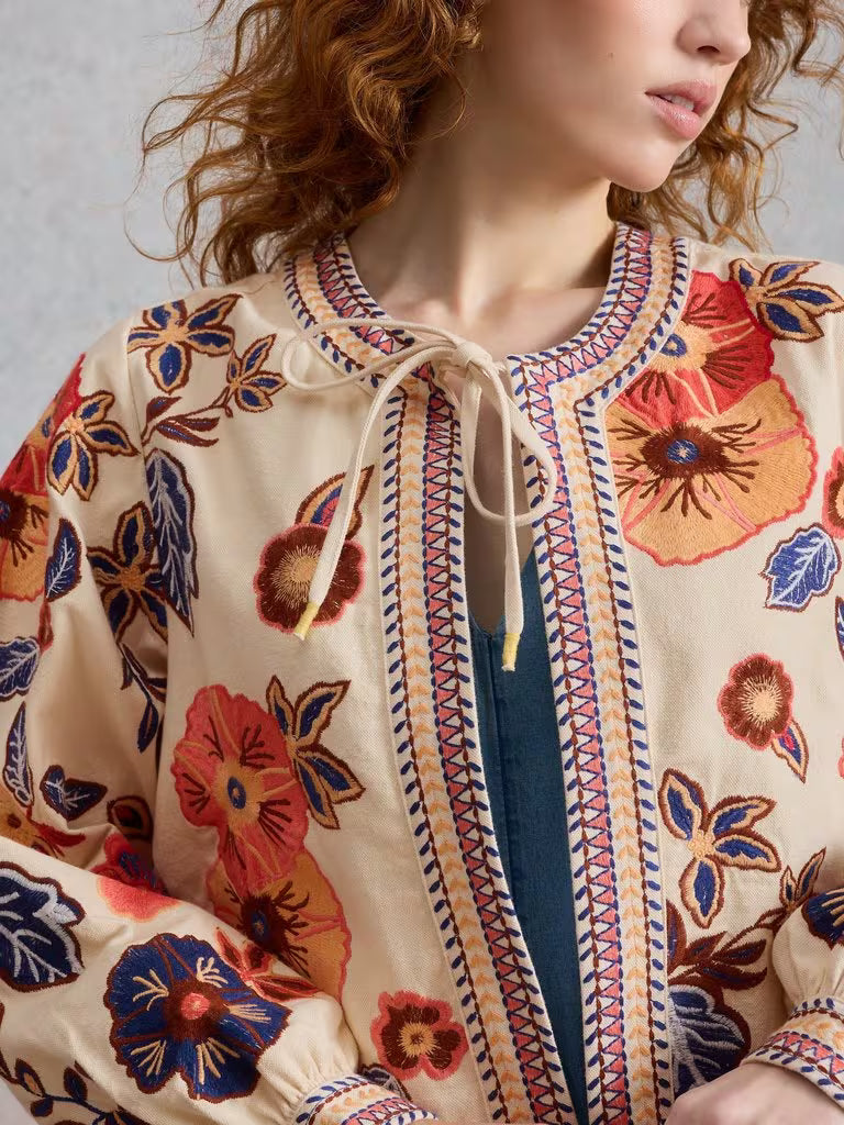 White Stuff Jolie Embroidered Jacket  446233  Ivory Mulit