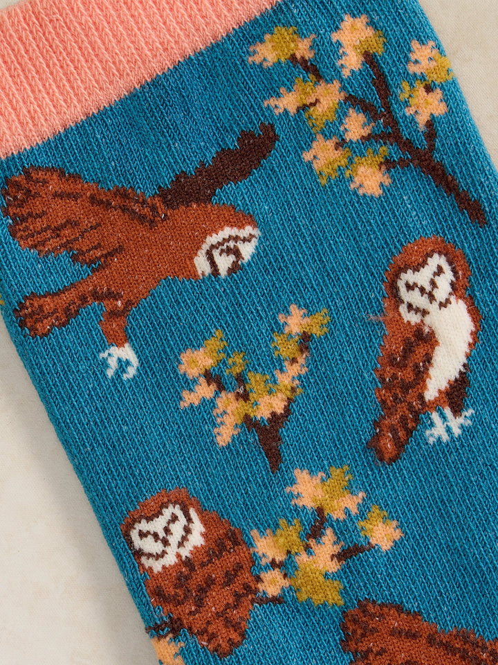 White Stuff Flying Owl Ankle Sock  446834  Dark Teal