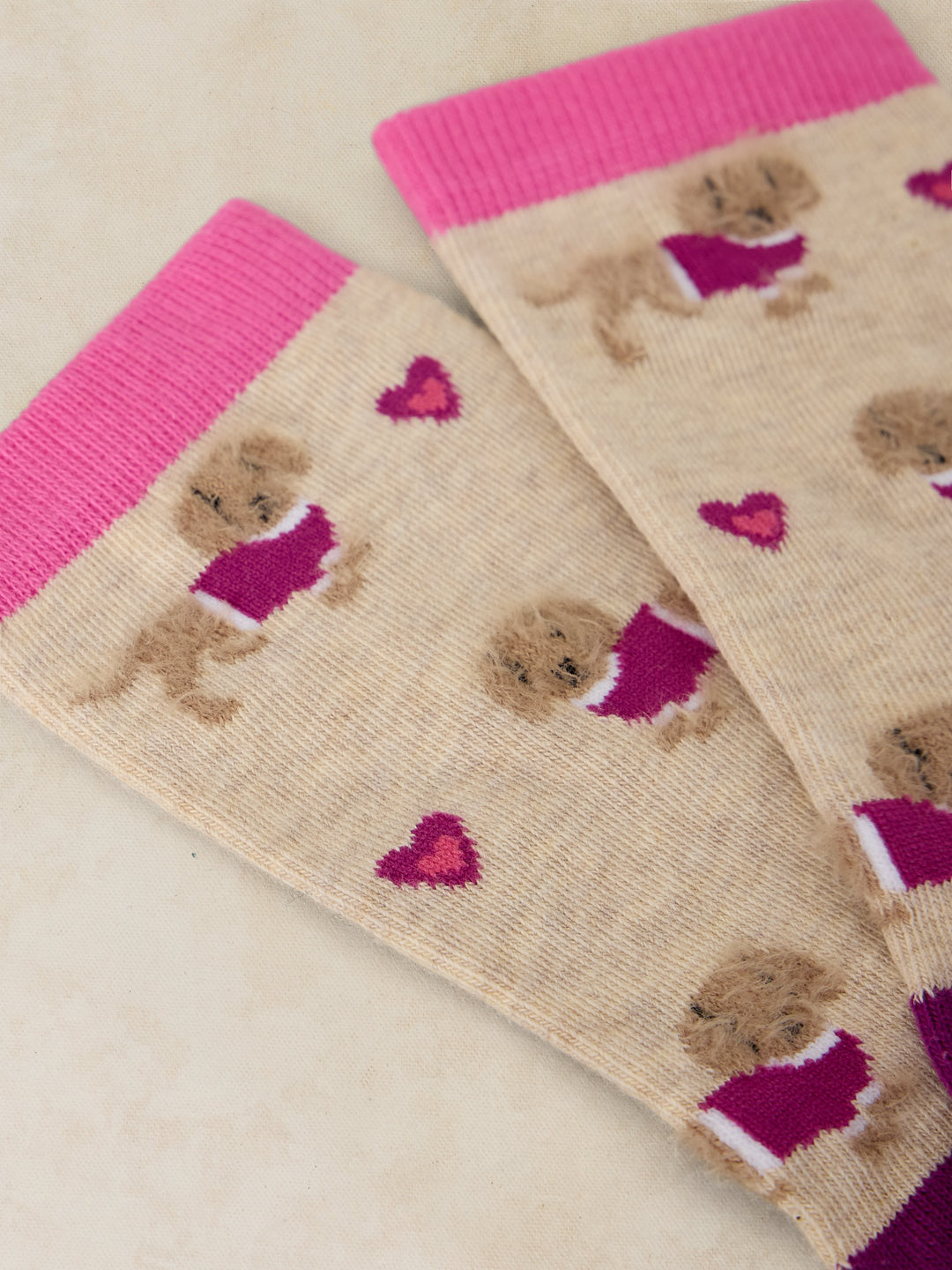 White Stuff Fluffly Sausage Dog Ankle Sock  446849  Natural Multi