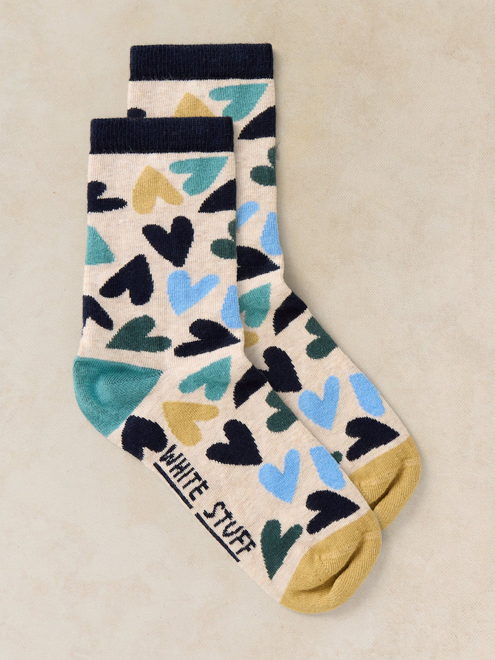 White Stuff All Over Heart Ankle Sock  446852  Grey Multi