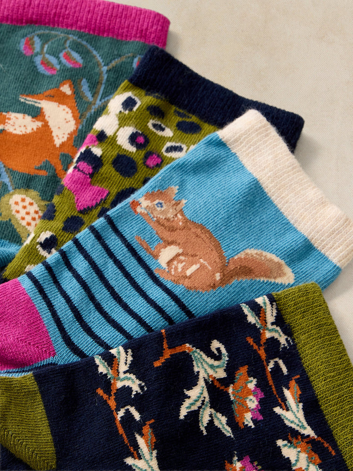 White Stuff Garden Animal Sock Set  446853  Green Multi