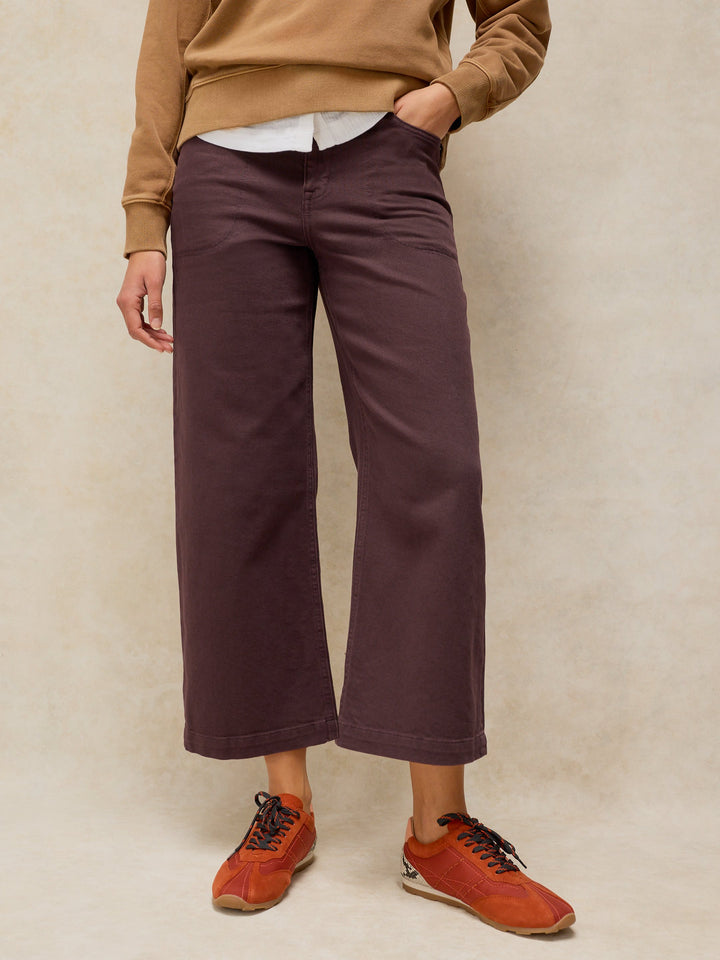White Stuff Tia Wide Leg Crop Jean  446870  Dark Brown