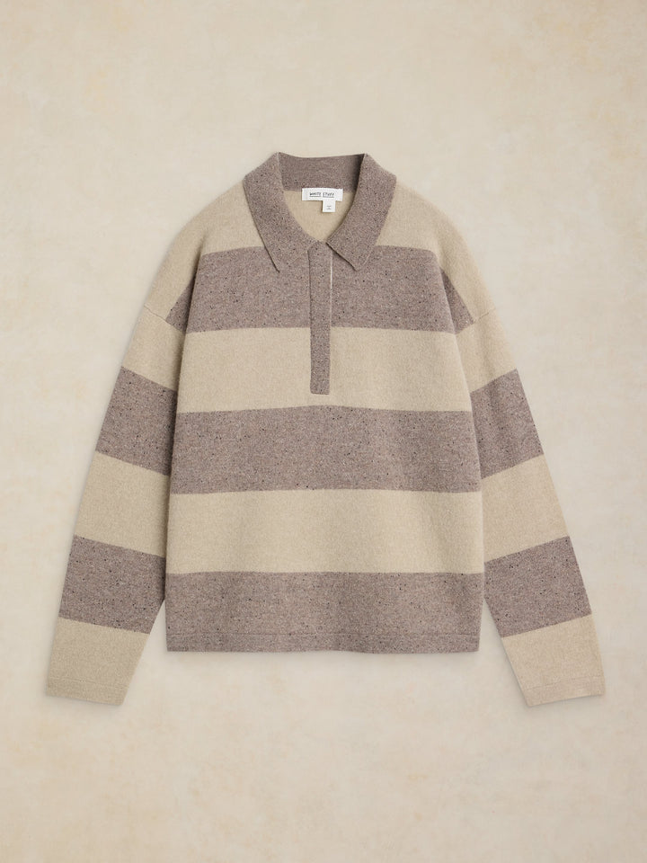 White Stuff Cashmere Polo Neck Sweater  447207  Natural Multi
