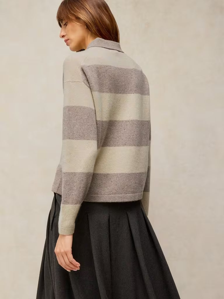 White Stuff Cashmere Polo Neck Sweater  447207  Natural Multi