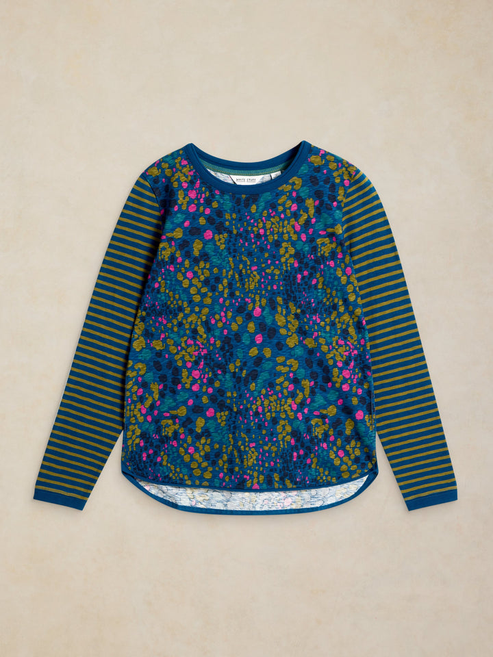 White Stuff Clara Long Sleeve Tee  447357  Teal Print