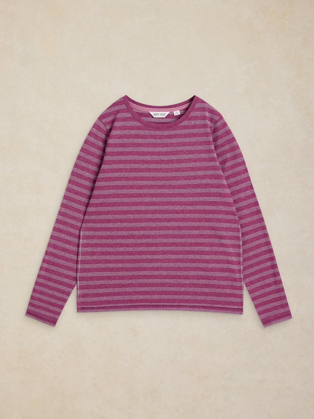 White Stuff Clara Stripe Sparkle Tee  447359  Pink Multi