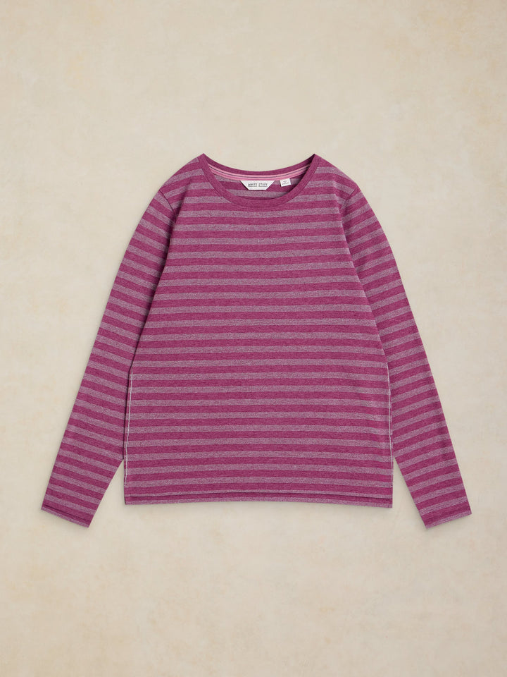 White Stuff Clara Stripe Sparkle Tee  447359  Pink Multi
