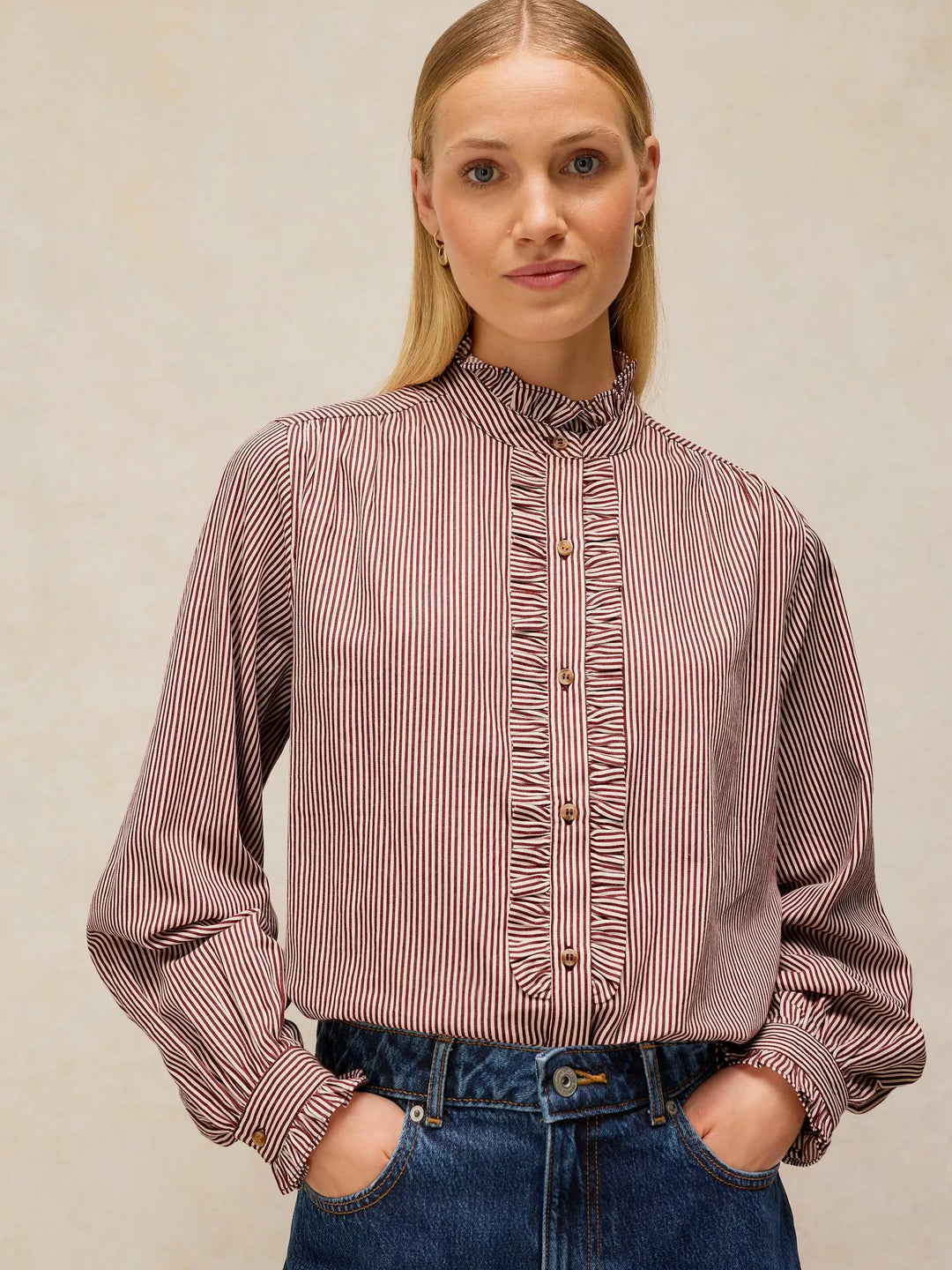 White Stuff Frill Neck Shirt 447412