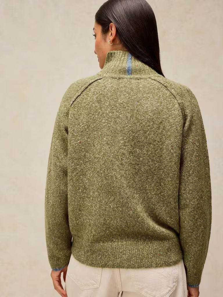 White Stuff Talia Nep High Neck Sweater  447660  Mid Green
