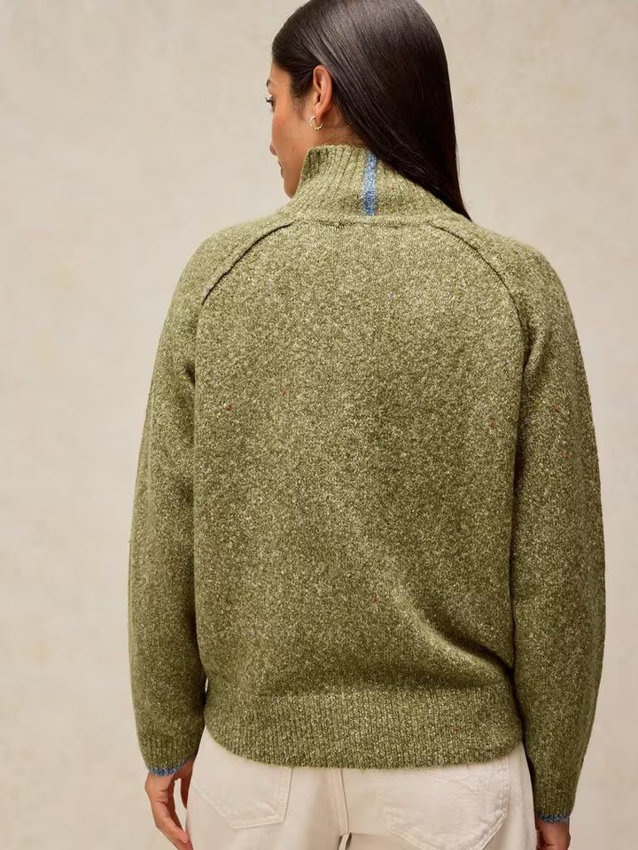 White Stuff Talia Nep High Neck Sweater  447660  Mid Green