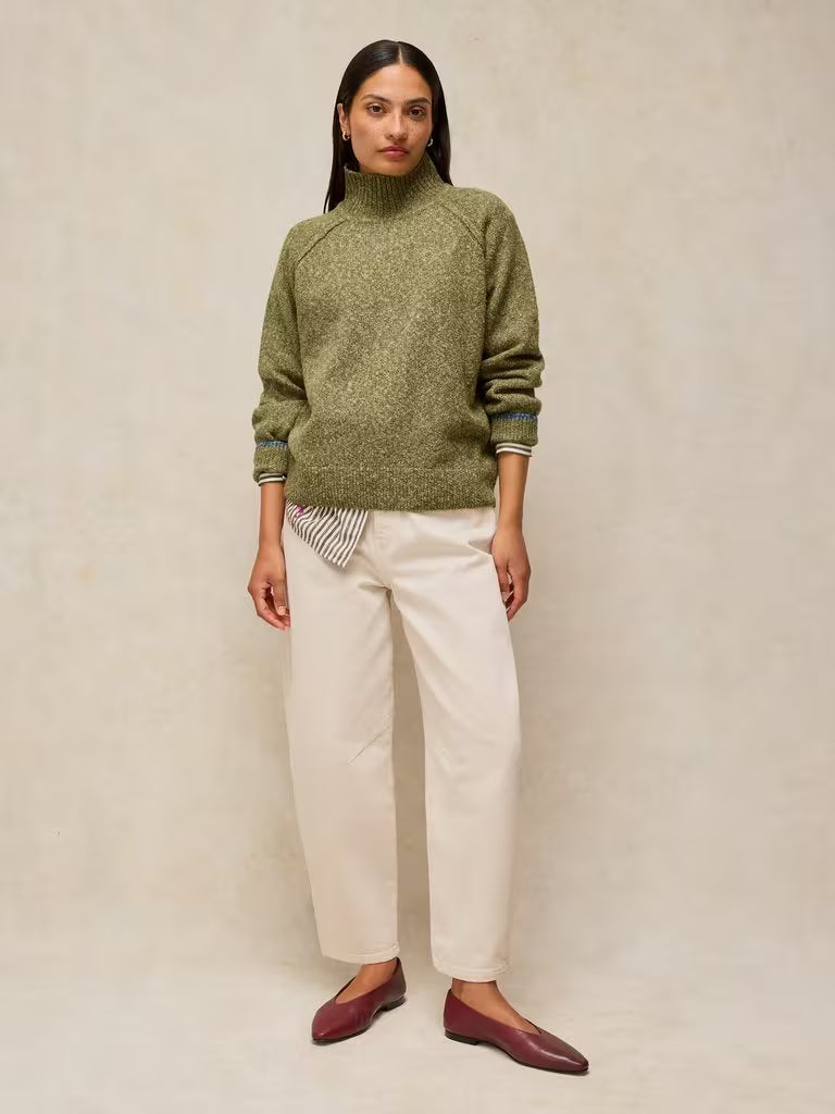 White Stuff Talia Nep High Neck Sweater  447660  Mid Green