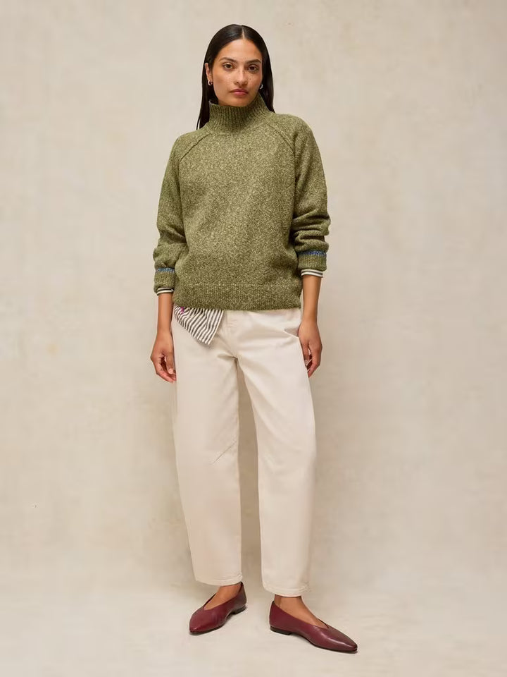 White Stuff Talia Nep High Neck Sweater  447660  Mid Green