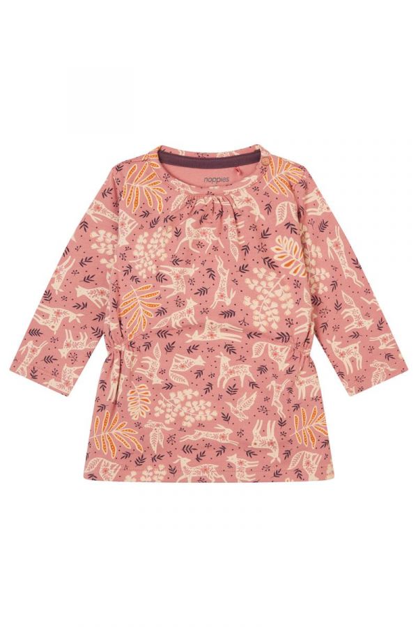 Noppies Baby Girl Long Sleeve Print Dress   4490411  Old Rose **