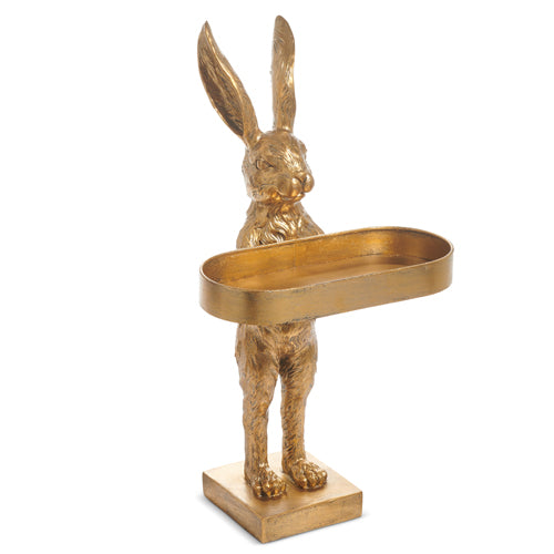 Raz Gold Rabbit with Tray 4511309