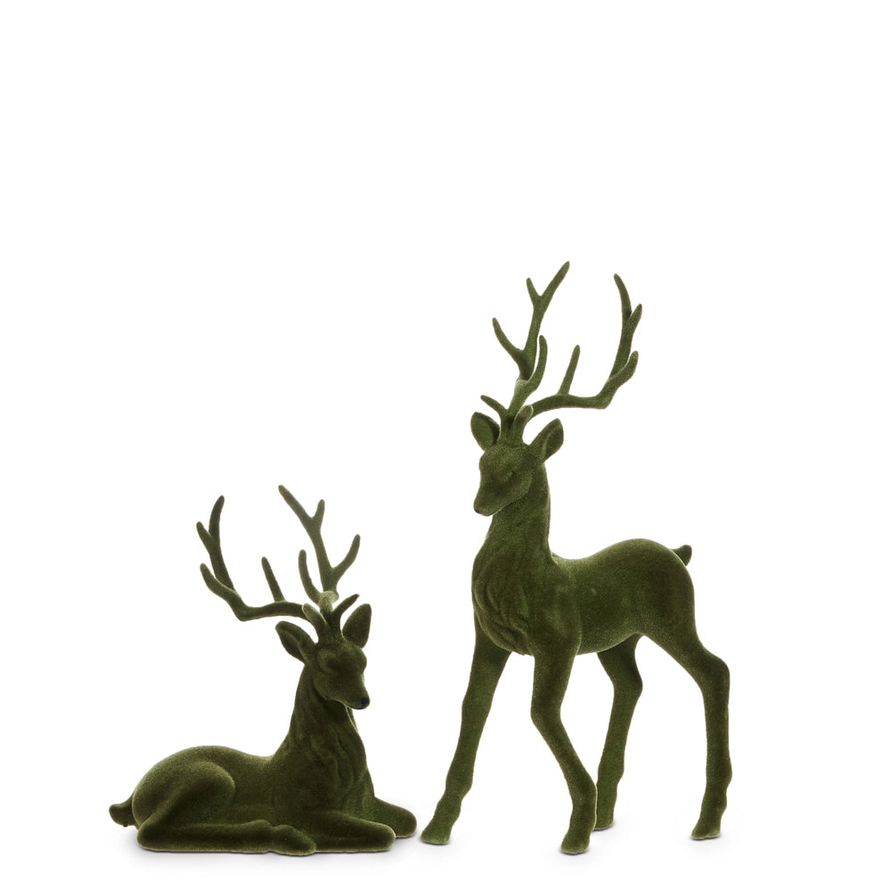 Raz Flocked Green Deer  4540865