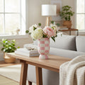 Raz Pink Check Vase 4611579