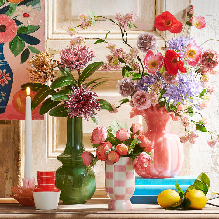 Raz Pink Check Vase 4611579