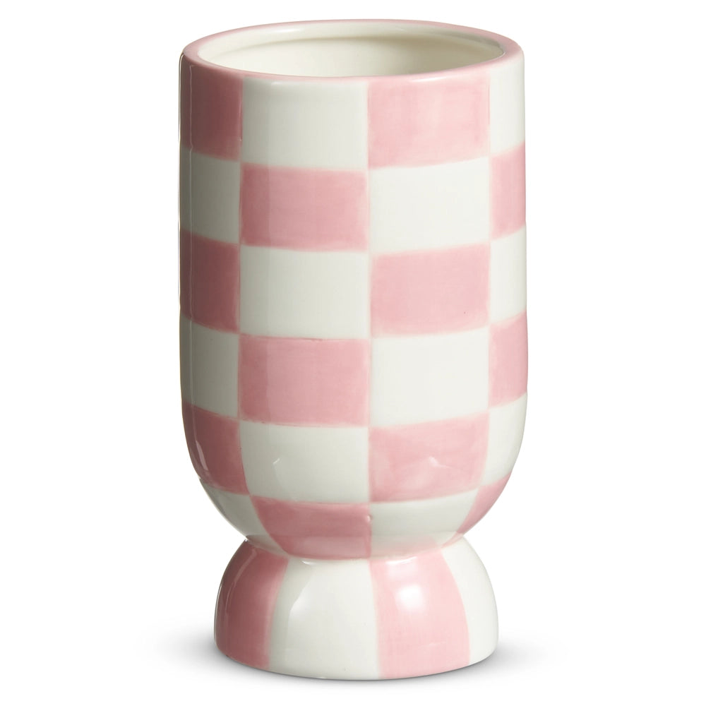 Raz Pink Check Vase 4611579