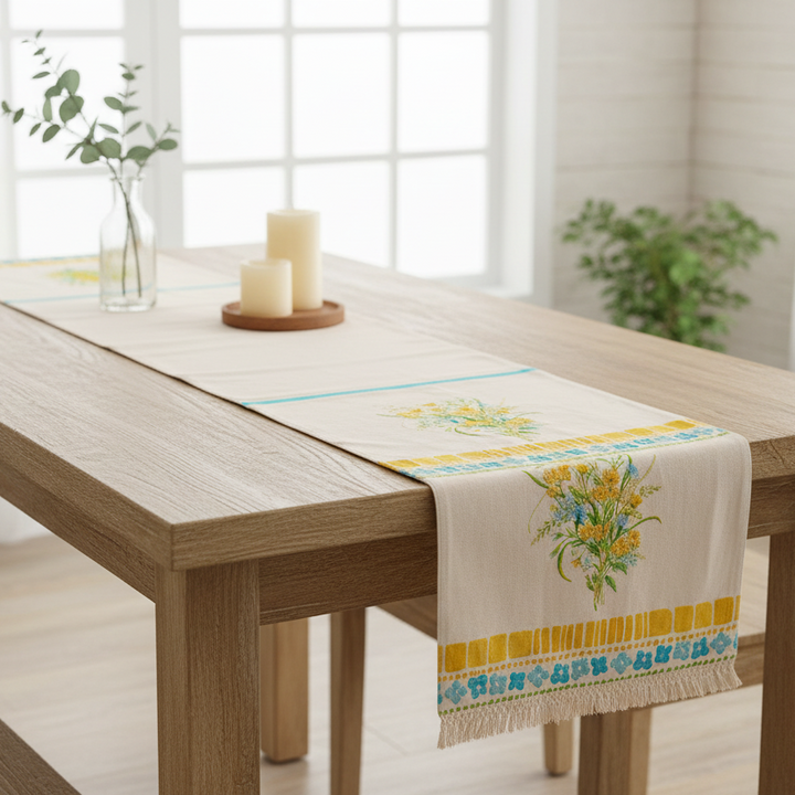Raz Floral Tile Table Runner 4656001