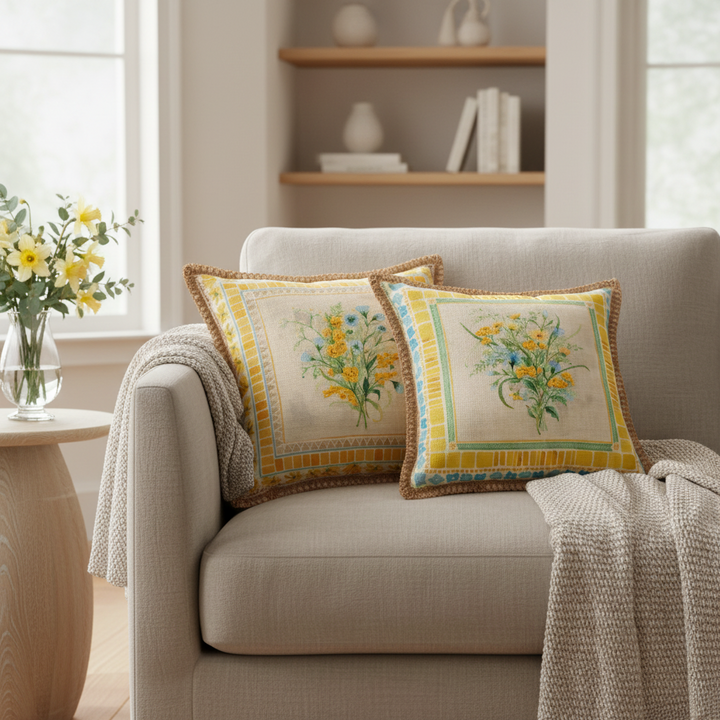 Raz Floral Tile Pillow 4656002