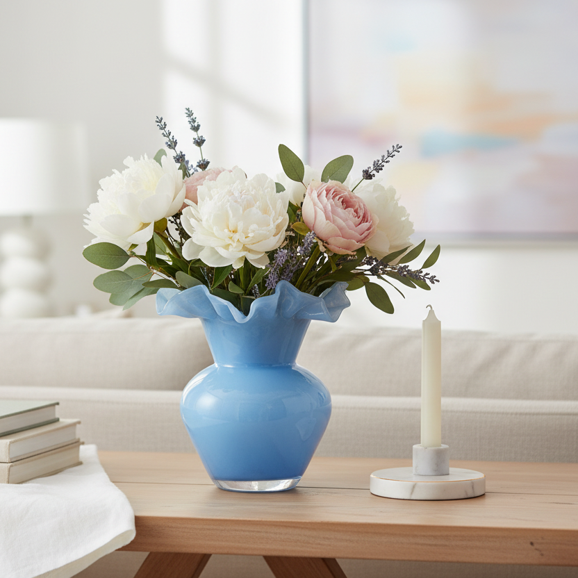 Raz Blue Ruffle Vase 4670422