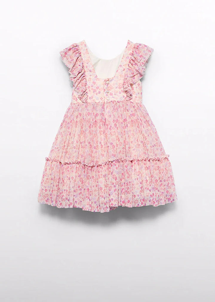 Abel & Lula Girls Dress in Printed Tulle   5046-84    Pomelo