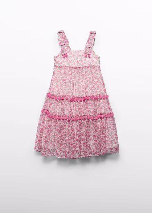 Abel & Lula Girls Midi Dress   5055-75   Fuschia