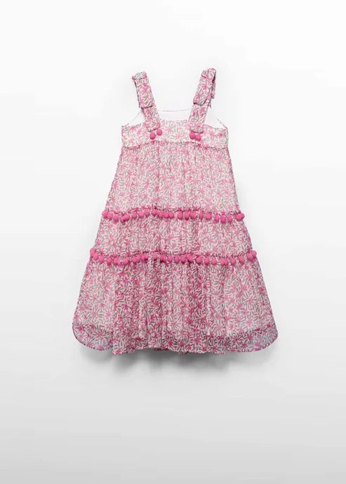 Abel & Lula Girls Midi Dress   5055-75   Fuschia