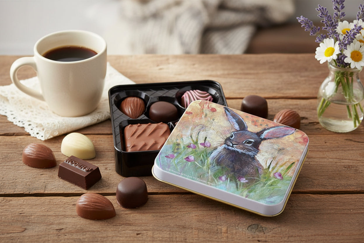 mothers day breakfast with flowers, croissant, strawberries, and coffee, beautiful spread