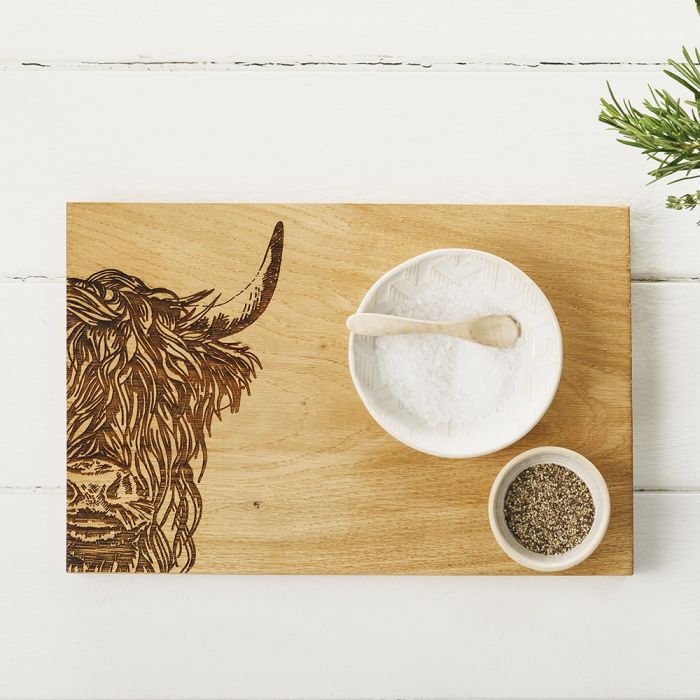 Selbrae Oak Serving Board  -  Highland Cow