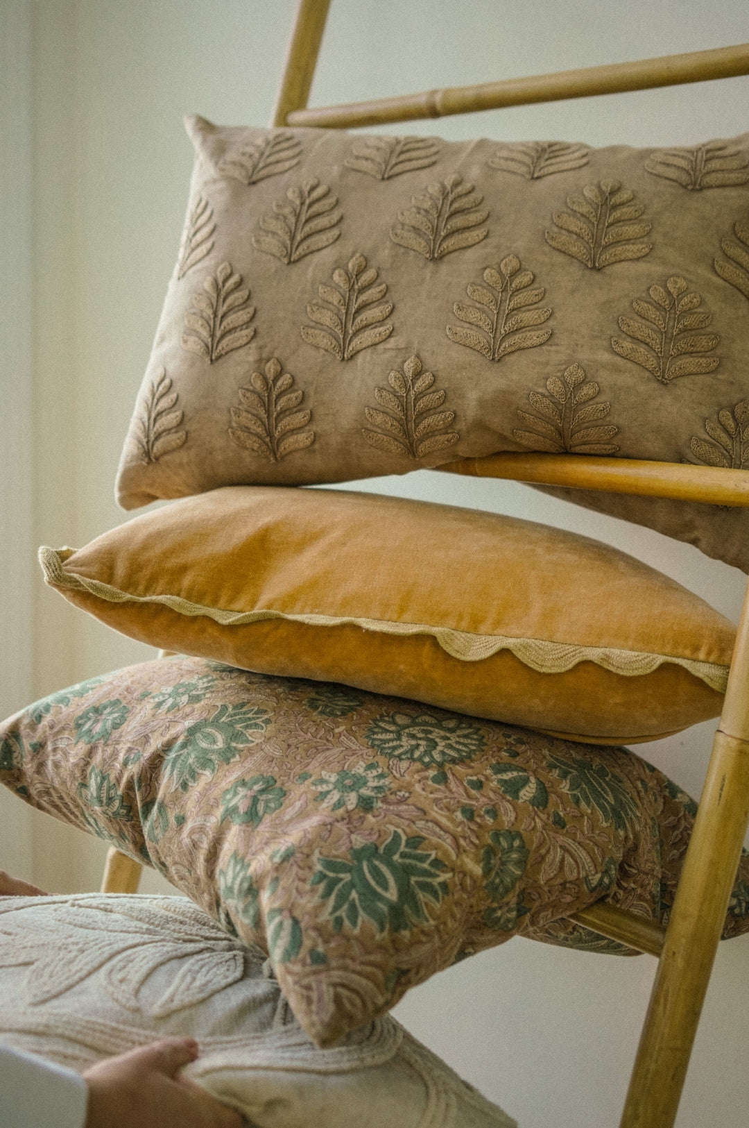 Indaba Pale Gold Velvet Scallop Pillow 1-0651