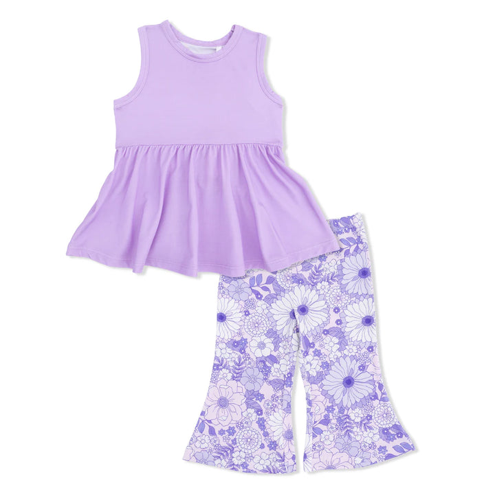 Angel Dear Peplum Tank Top with Baby Bells  587-S26-LLF  Lacy Lavender Floral