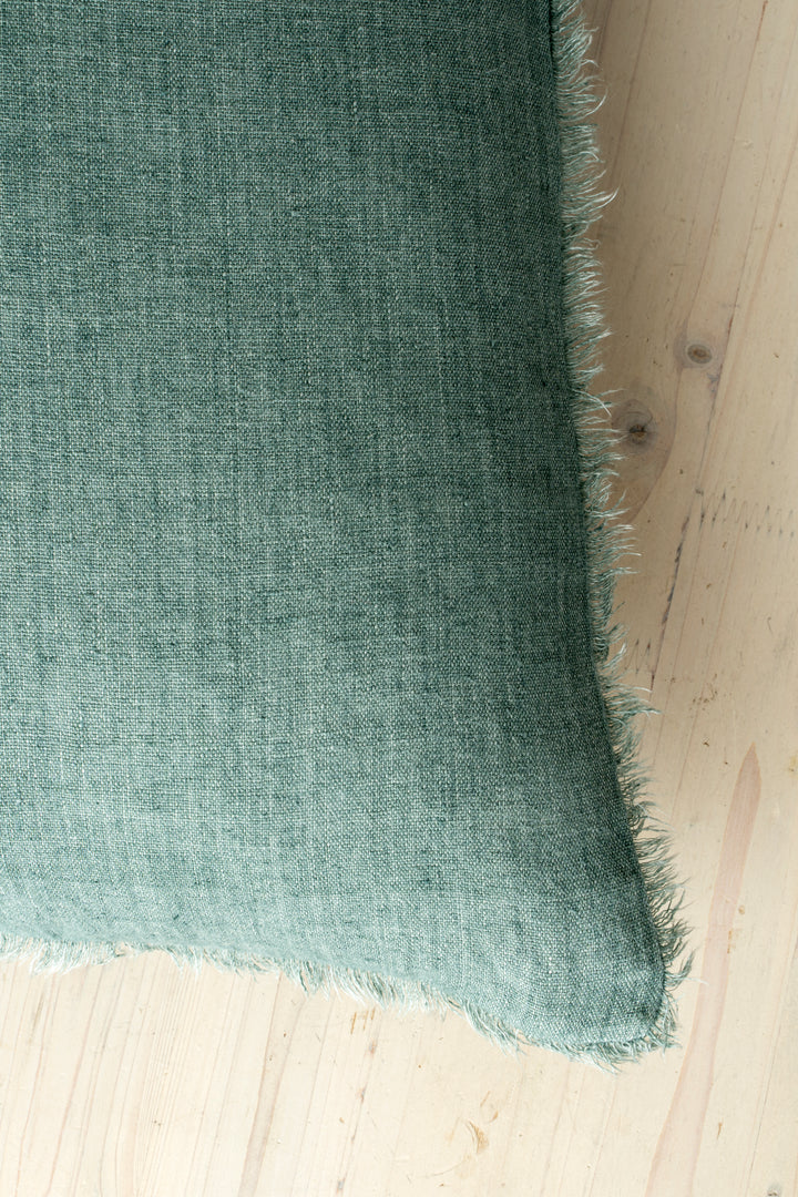 Indaba Lina Linen Cushion- 1-4384  Celeste Green