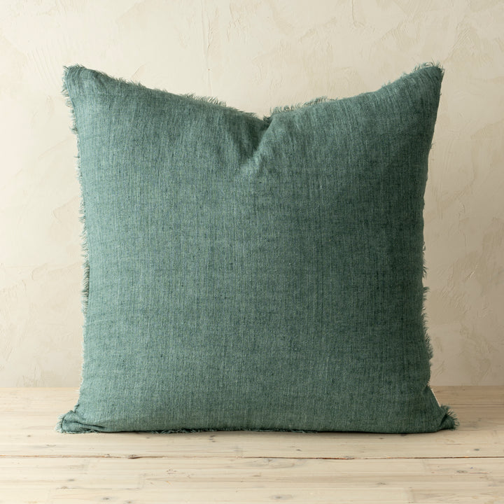Indaba Lina Linen Cushion- 1-4384  Celeste Green