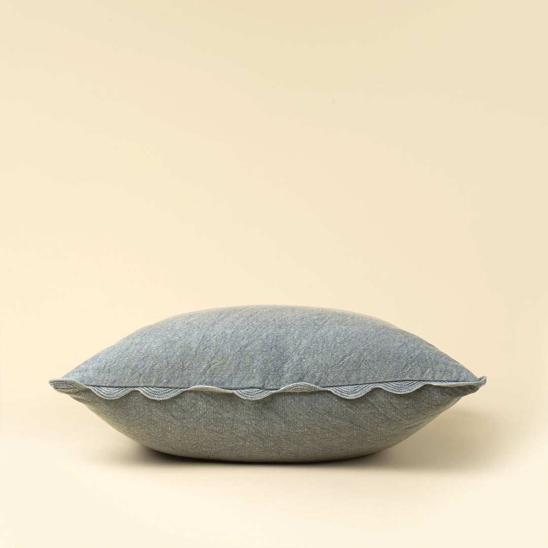 Indaba Scalloped Edge Pillow 01-9386 Slate Blue