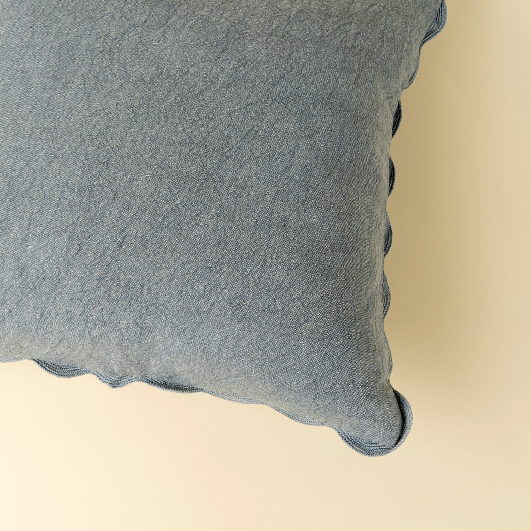 Indaba Scalloped Edge Pillow 01-9386 Slate Blue