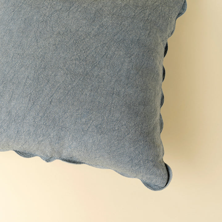 Indaba Scalloped Edge Pillow 01-9386 Slate Blue