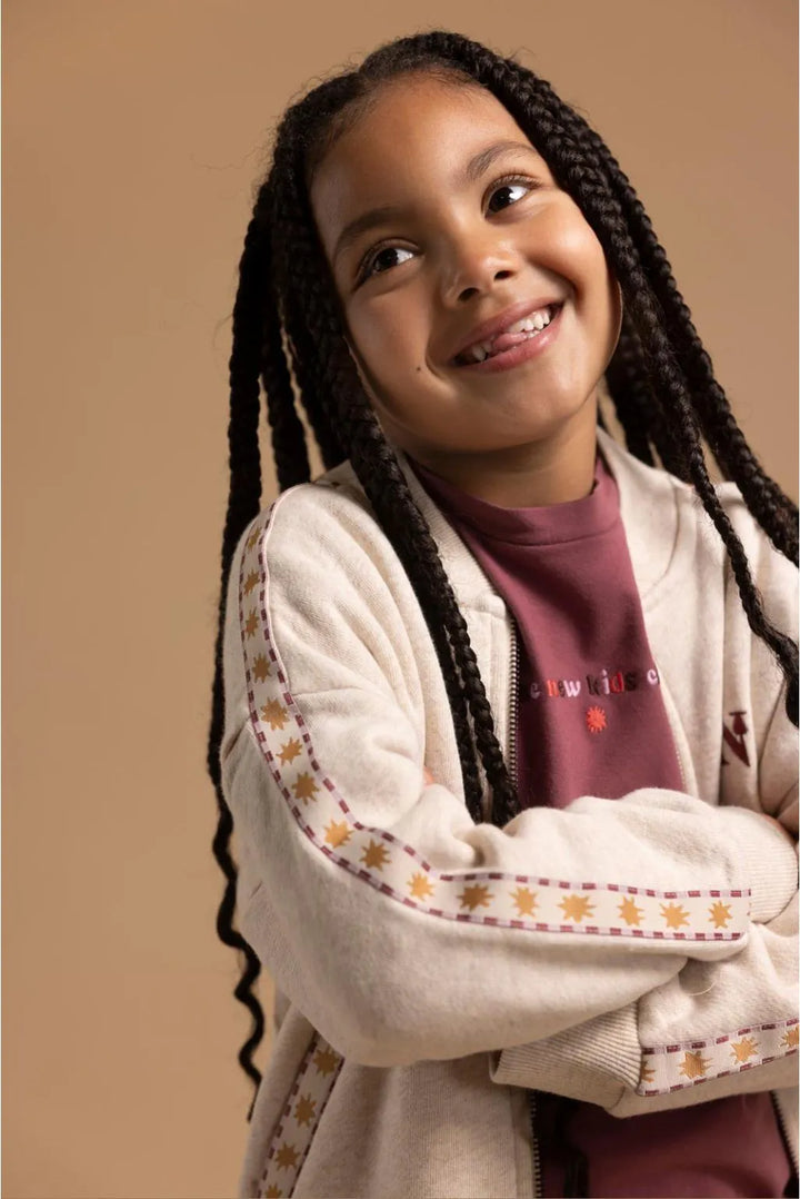 Noppies Girls Zippered Fleece Jacket   6200013   Sand Melange