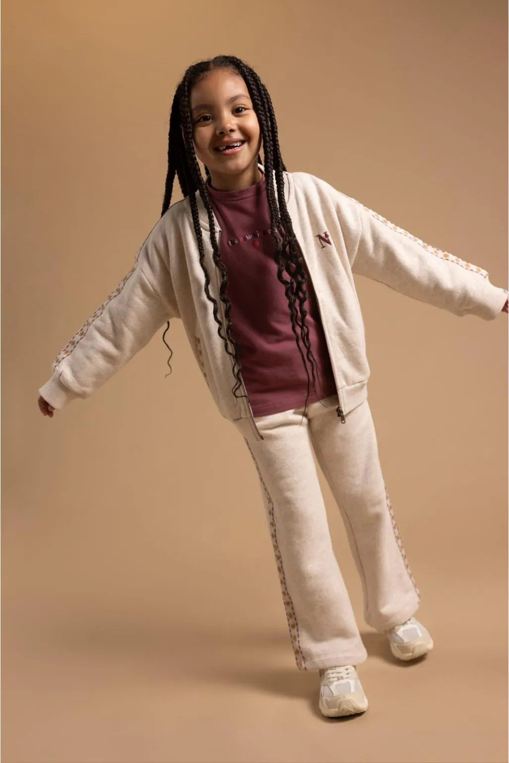 Noppies Girls Zippered Fleece Jacket   6200013   Sand Melange