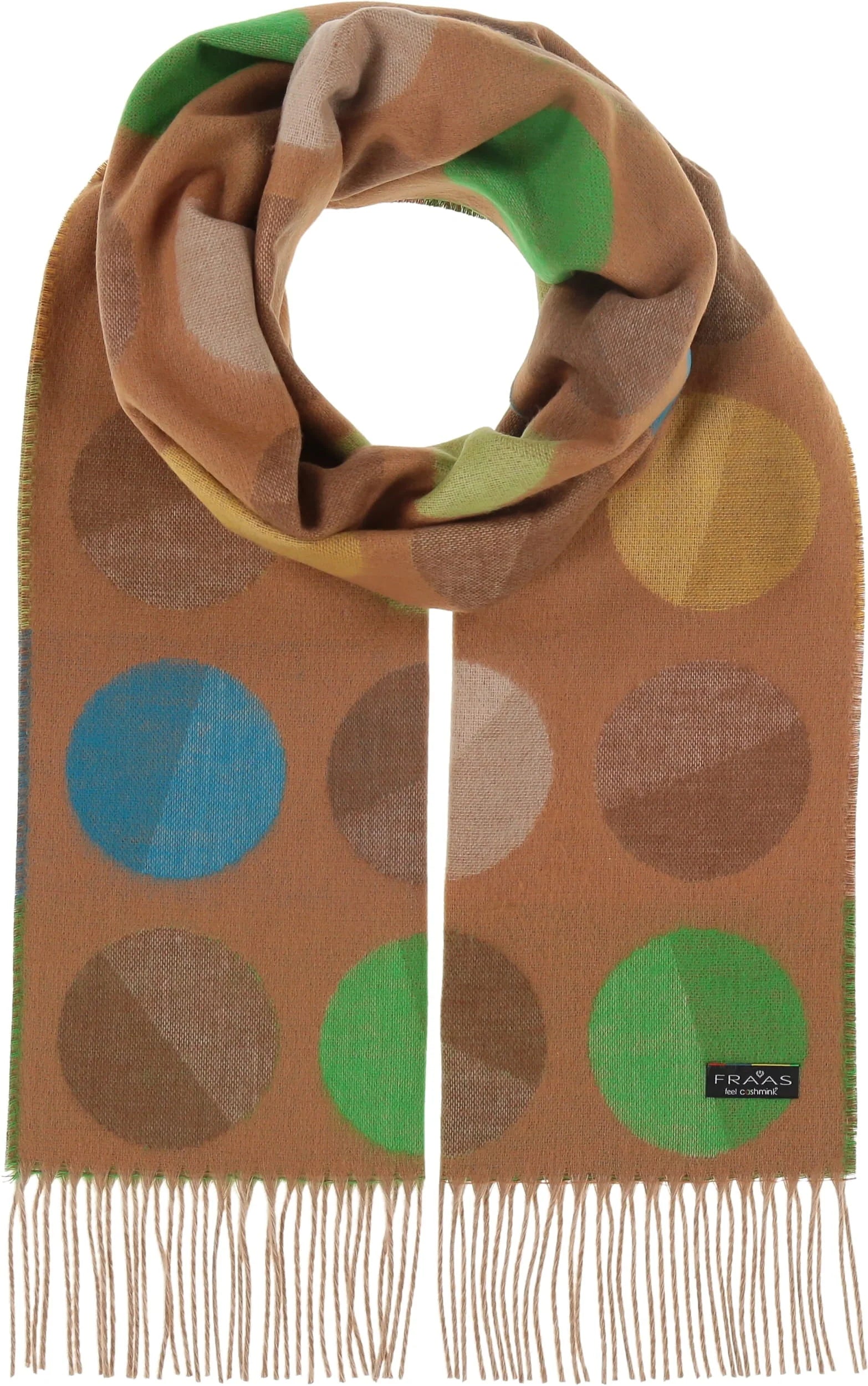 Fraas Scarf Divided Dots Oversized 625600 Camel/Blue