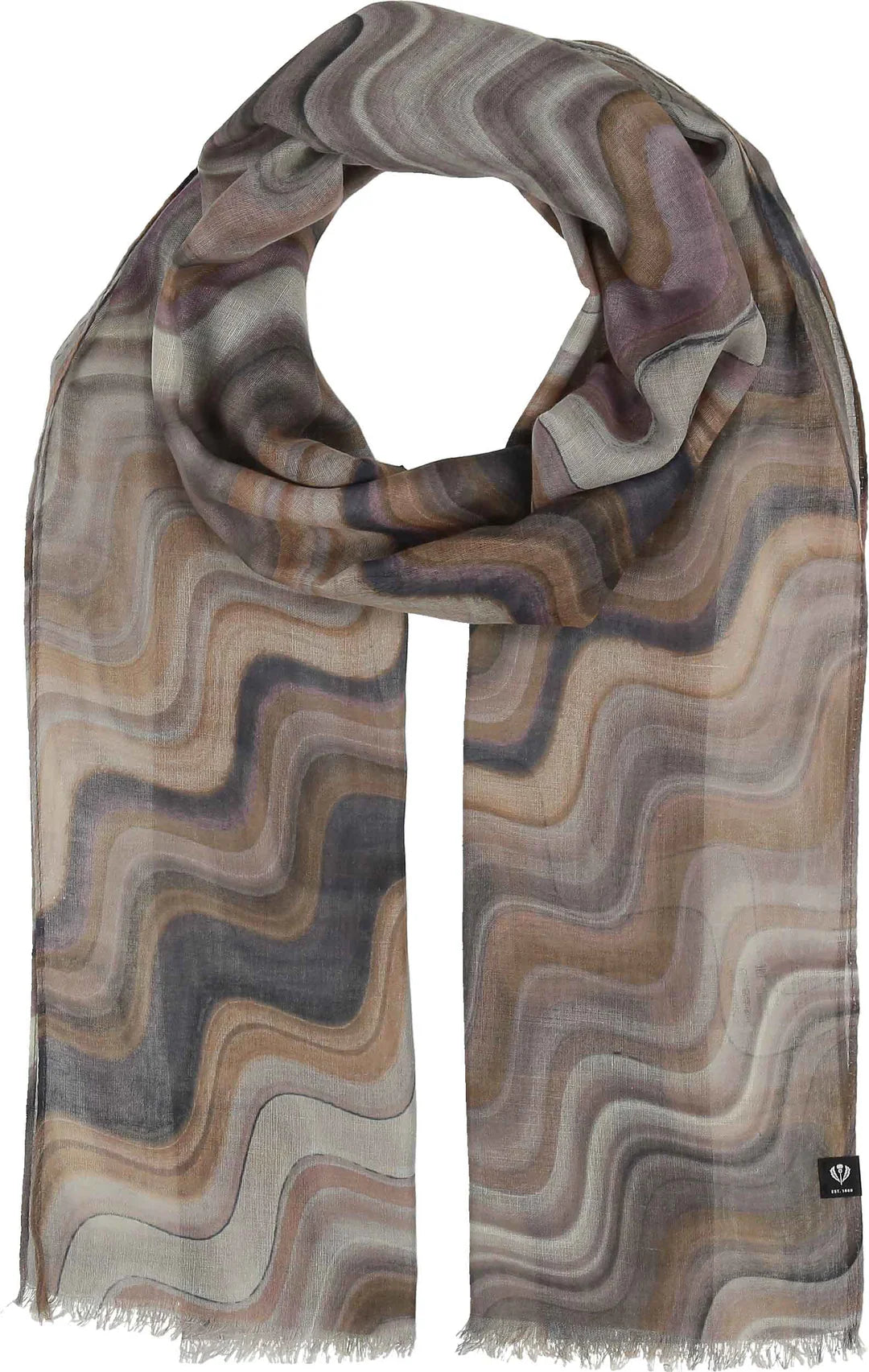 Fraas Lightweight Scarf with Wave Print  640068-887  Chinchilla Taupe