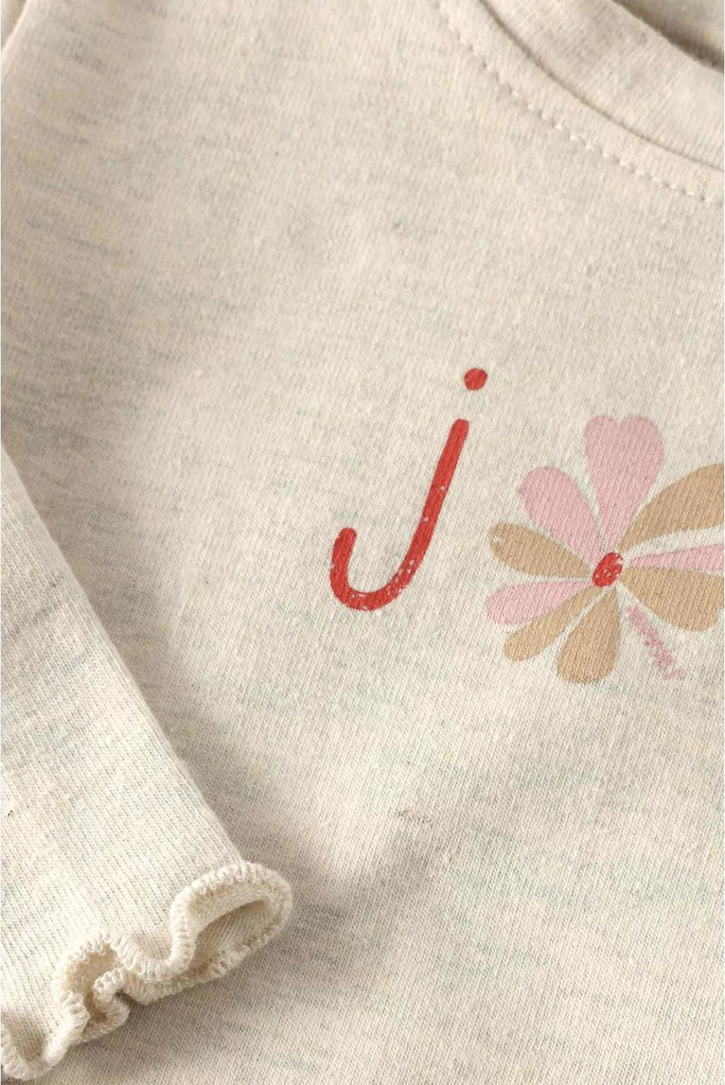 Noppies Baby Girl Long Sleeve Tee   6410020-2611   Oatmeal Melange