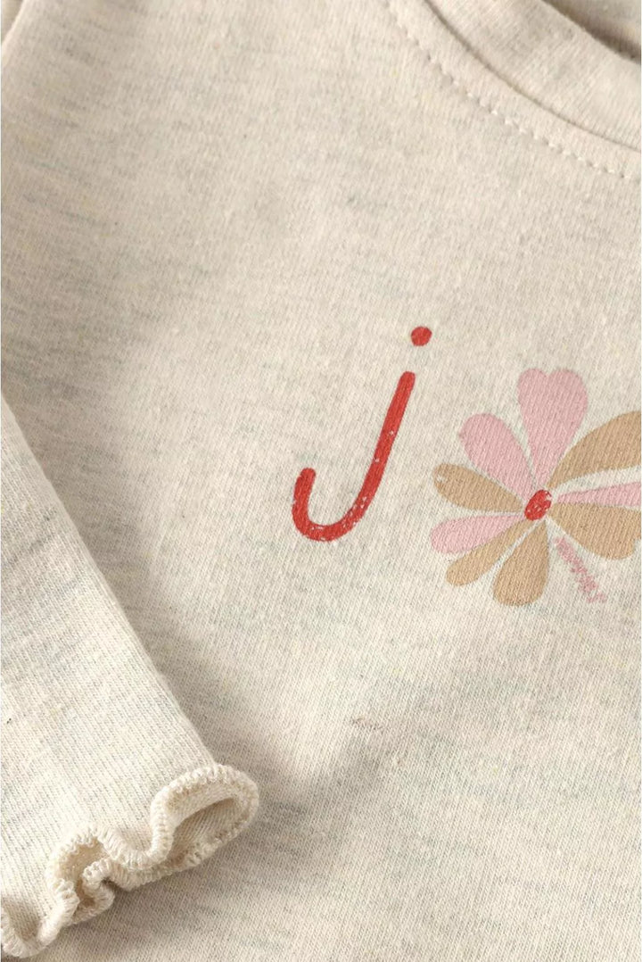 Noppies Baby Girl Long Sleeve Tee   6410020-2611   Oatmeal Melange
