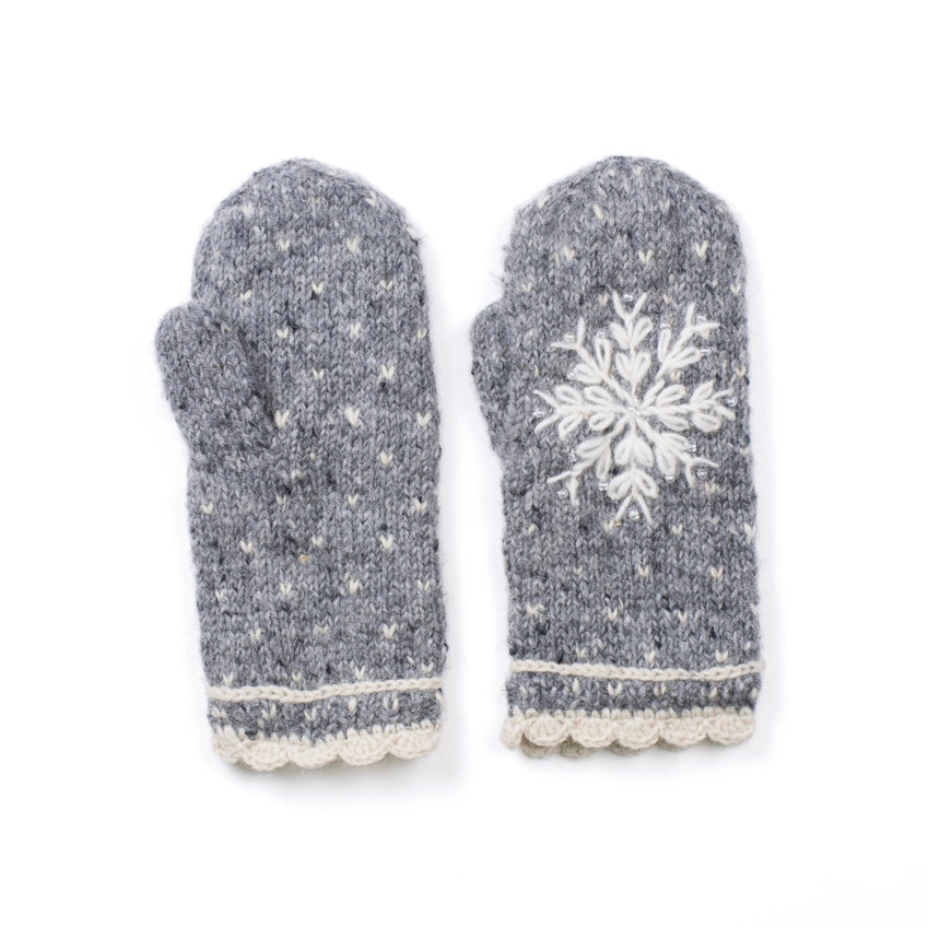 Lost Horizons Anoushka Snowflake Mittens  -  Grey