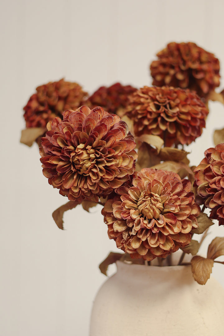 Indaba Pompom Dahlia Stem  01-8580  Brown