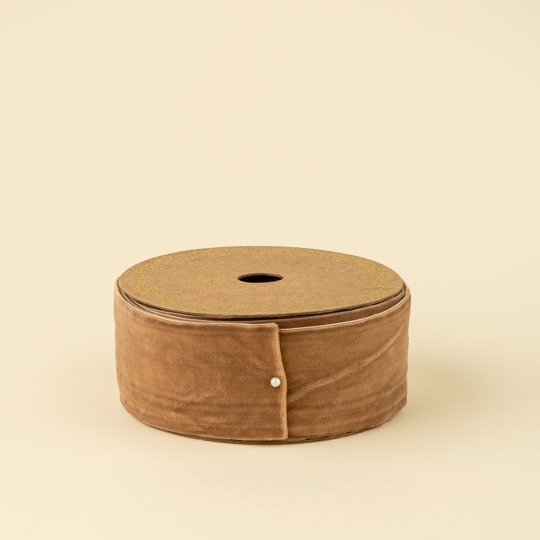 Indaba 2" Velvet Ribbon on Spool  7-8964  Latte
